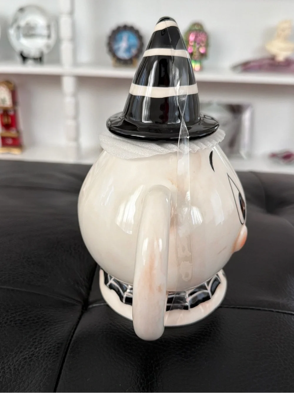 Johanna Parker 2026 Gus the Ghost Retro Teapot - Black & White Halloween Ceramic